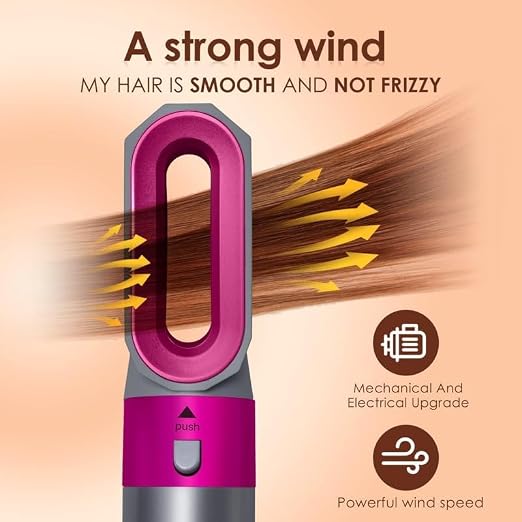 LuxeAir 5-in-1 Hair Dryer Brush Ceramic Anti-Frizz Styler, Fuchsia