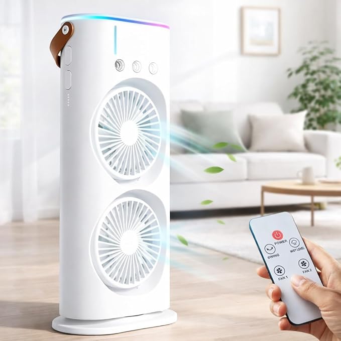 AeroChill Pro Portable Air Cooler - 4000mAh Dual-Mist Rechargeable - White