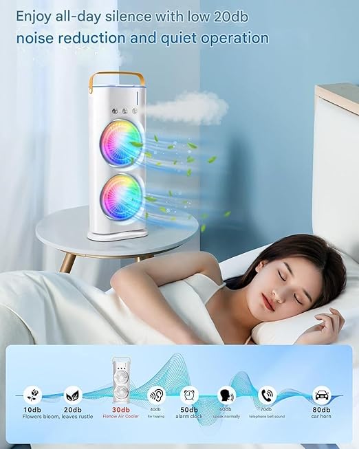 AeroChill Pro Portable Air Cooler - 4000mAh Dual-Mist Rechargeable - White