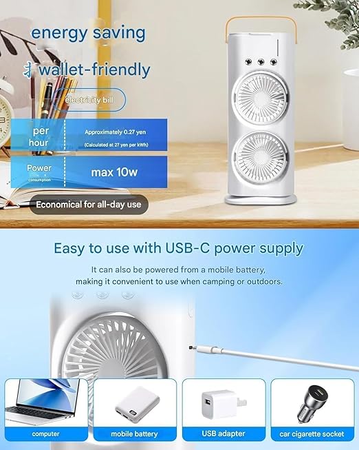 AeroChill Pro Portable Air Cooler - 4000mAh Dual-Mist Rechargeable - White