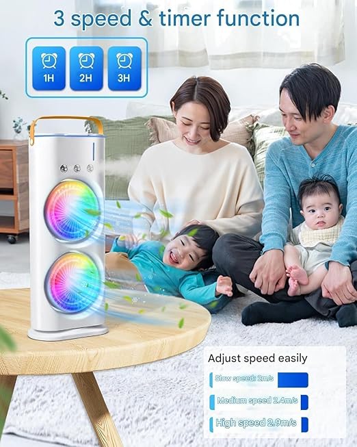 AeroChill Pro Portable Air Cooler - 4000mAh Dual-Mist Rechargeable - White