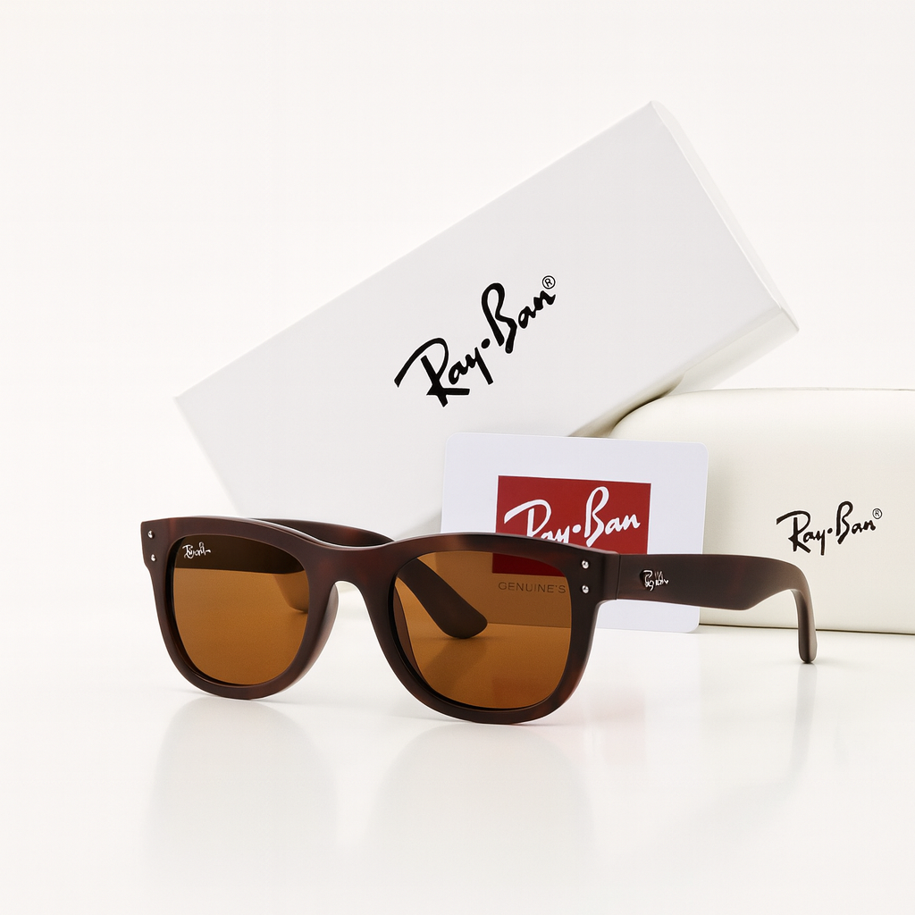 Ray-Ban Wayfarer Polarized Sunglasses - Matte Brown High Contrast Lenses