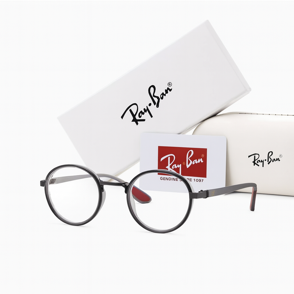 Ray-Ban x Ferrari Round Optical Frames - Smoked Grey Crystal & Gunmetal