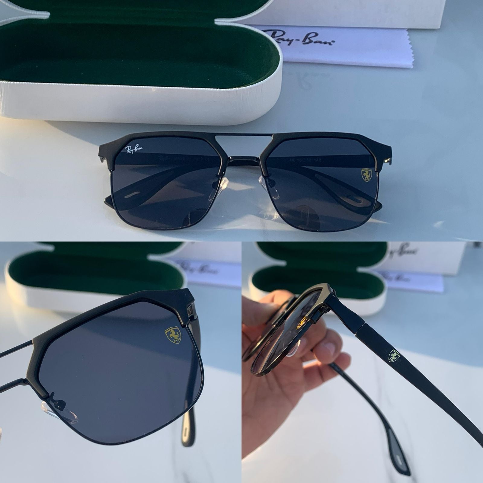 Ray-Ban Scuderia Ferrari Geometric Sunglasses - Matte Black Double Bridge