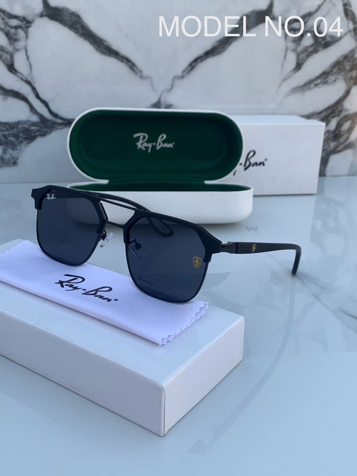 Ray-Ban Scuderia Ferrari Geometric Sunglasses - Matte Black Double Bridge