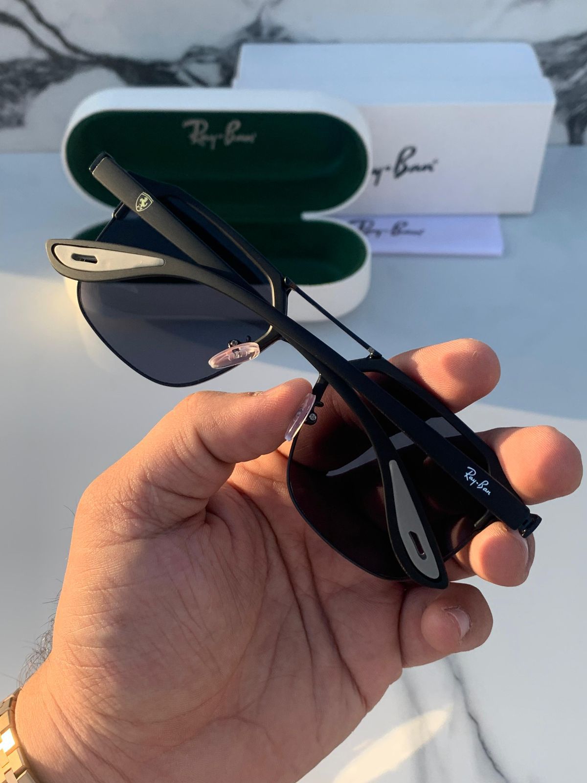 Ray-Ban Scuderia Ferrari Geometric Sunglasses - Matte Black Double Bridge