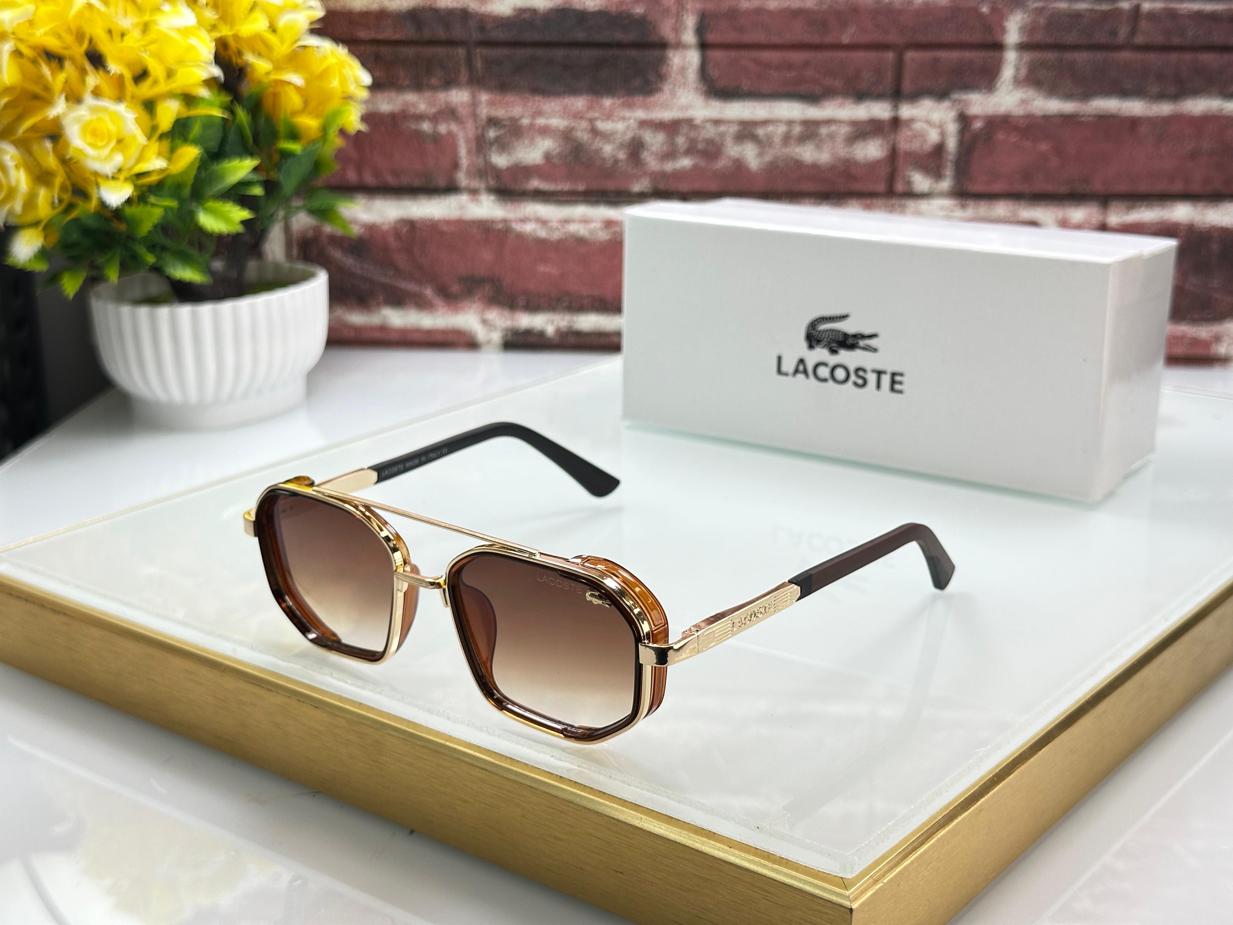 Lacoste Bold Rectangular Polarized Sunglasses - 5 Color Premium Series