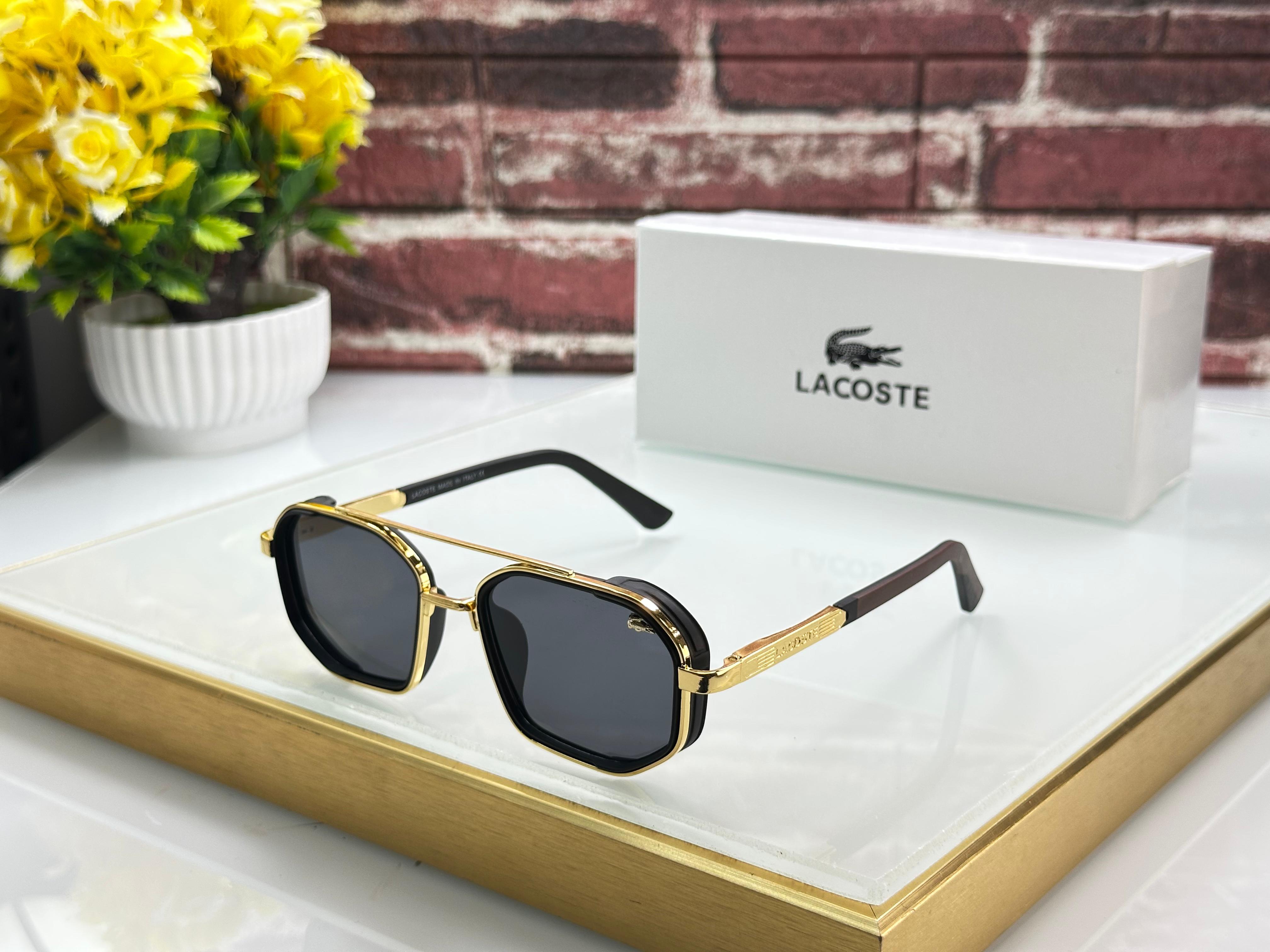 Lacoste Bold Rectangular Polarized Sunglasses - 5 Color Premium Series