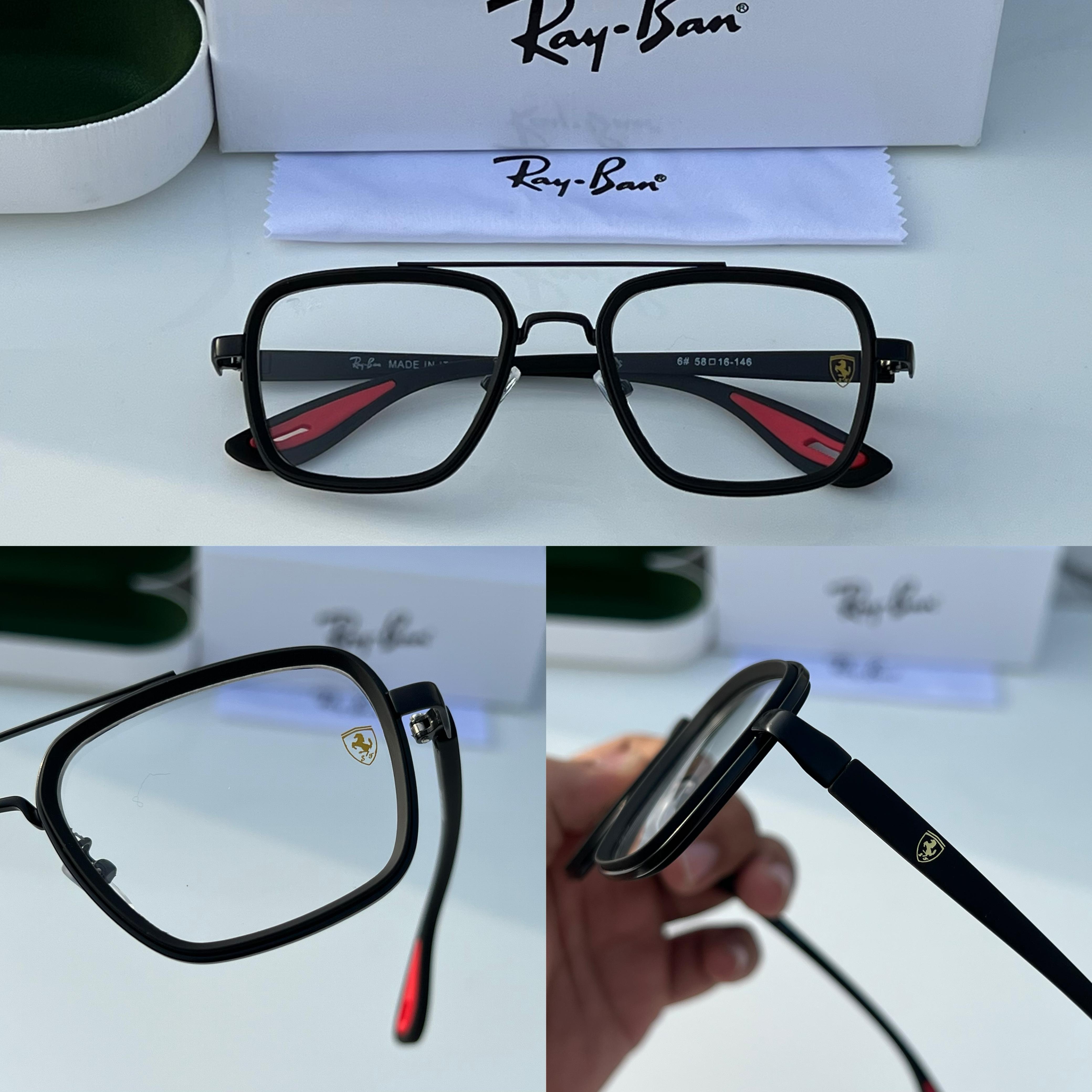 Ray-Ban x Ferrari Optical Frames - Matte Black Double Bridge - Clear Lens
