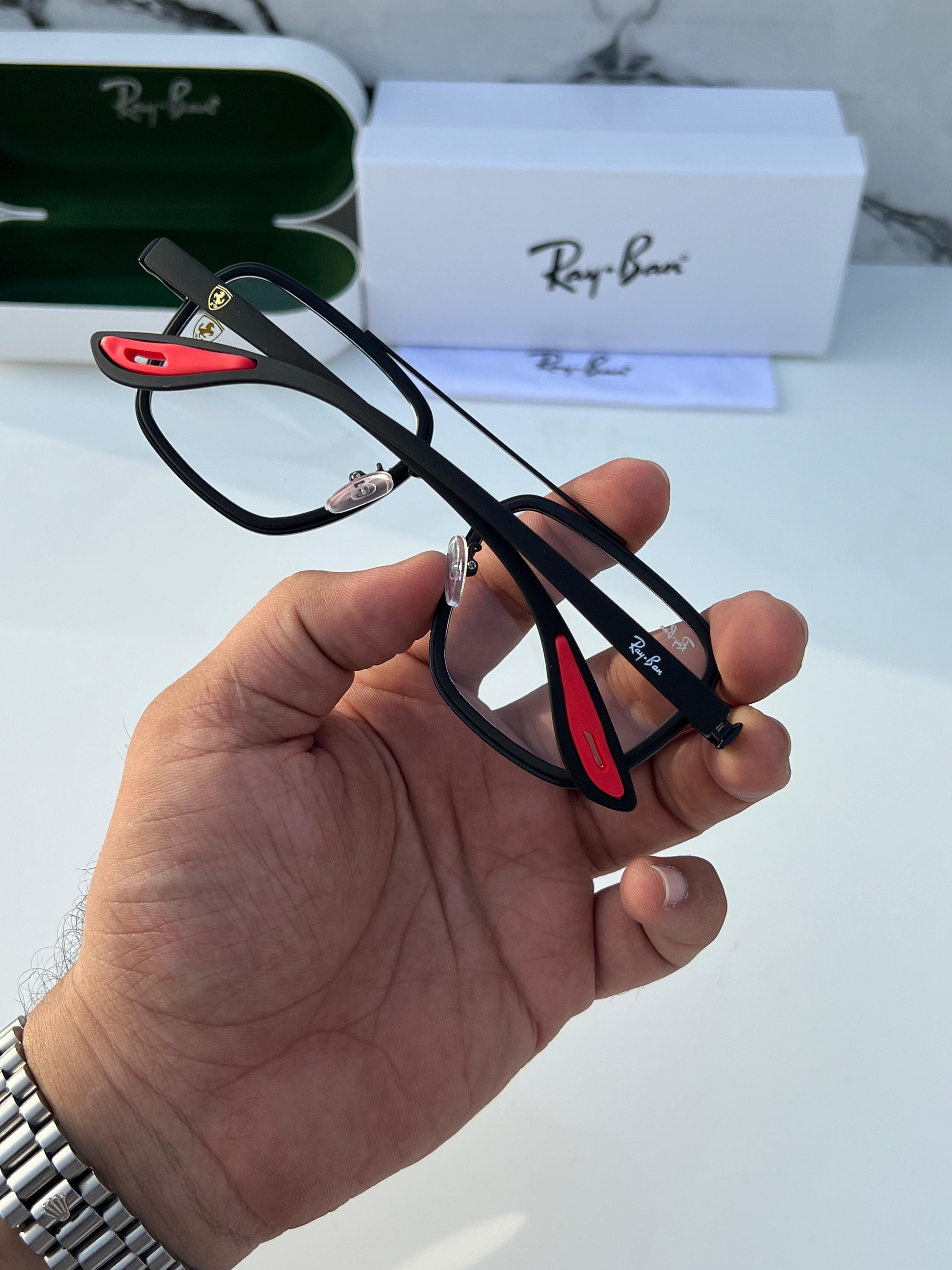 Ray-Ban x Ferrari Optical Frames - Matte Black Double Bridge - Clear Lens