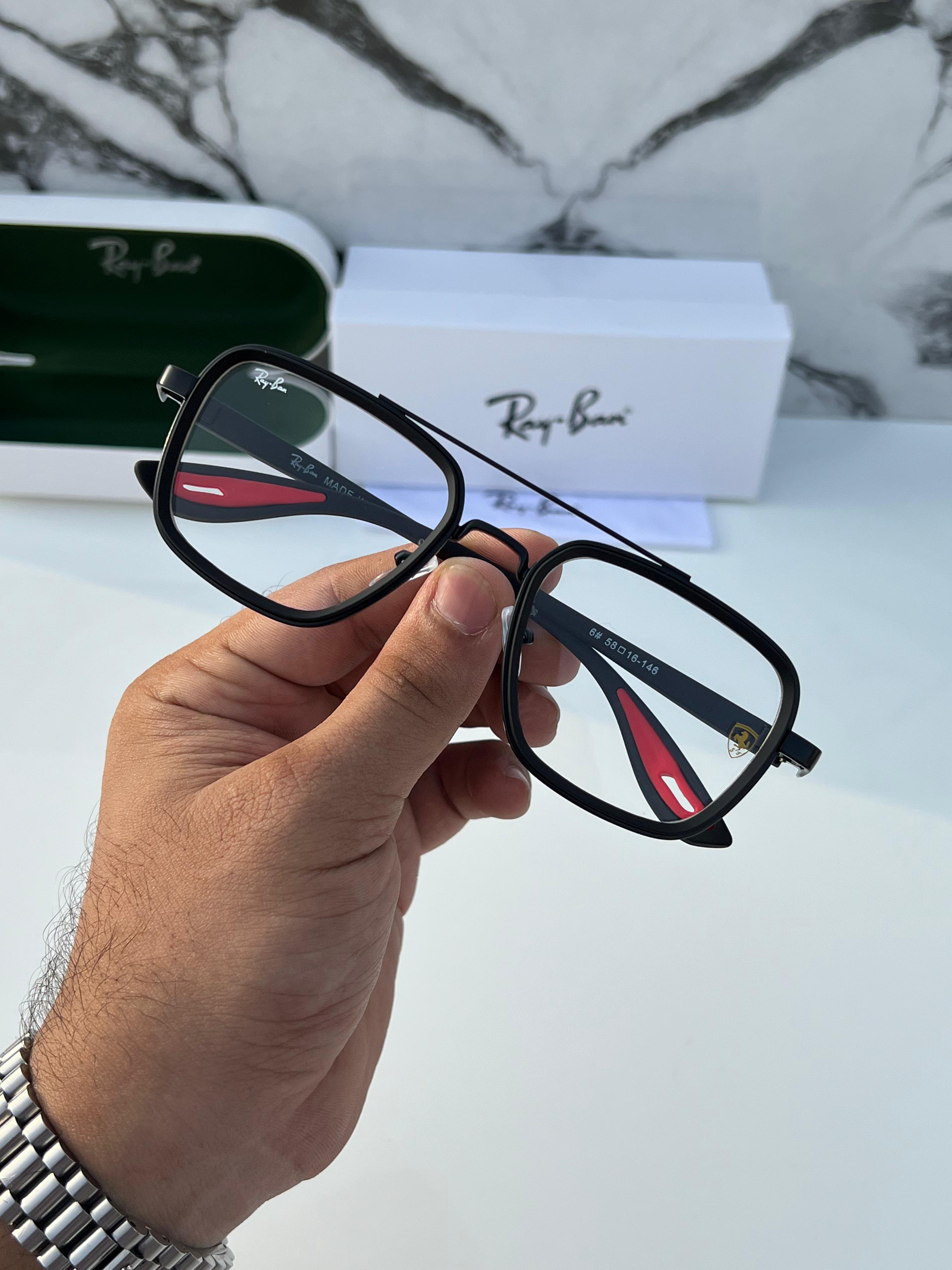Ray-Ban x Ferrari Optical Frames - Matte Black Double Bridge - Clear Lens