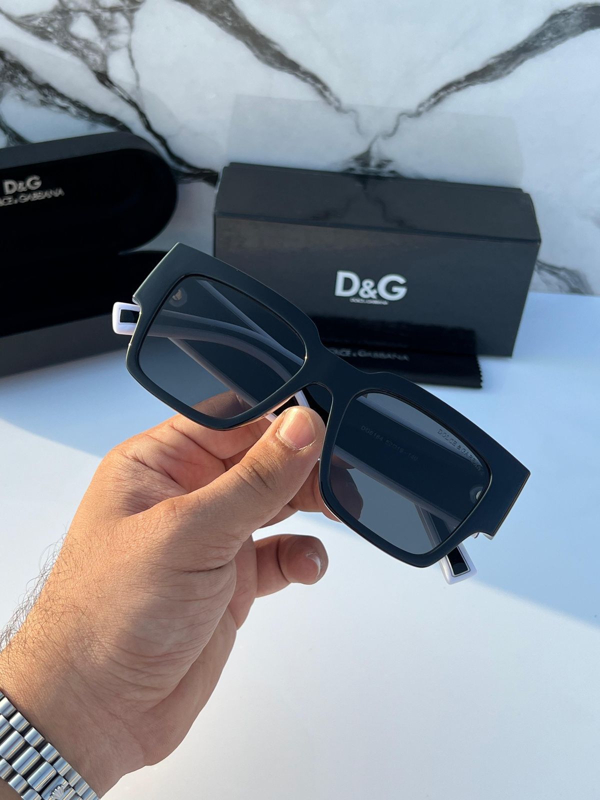 Dolce & Gabbana Oversized Square Sunglasses - Bold Logo Black Acetate