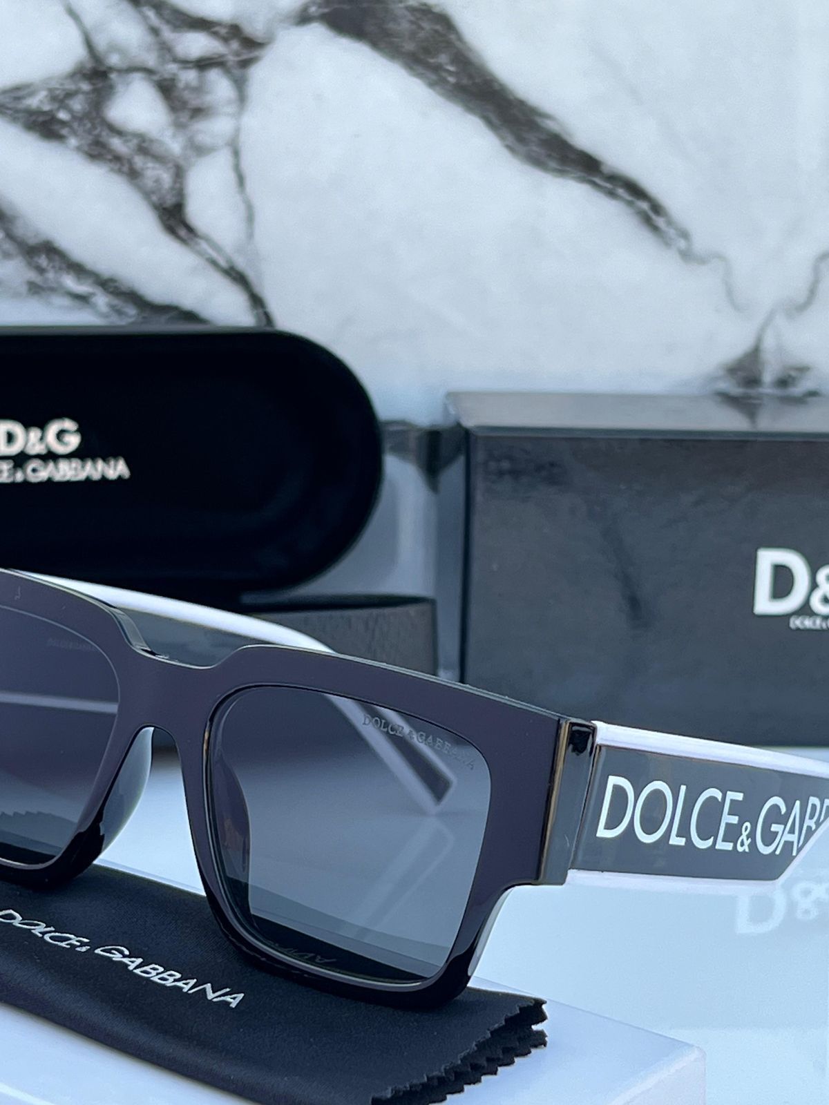 Dolce & Gabbana Oversized Square Sunglasses - Bold Logo Black Acetate
