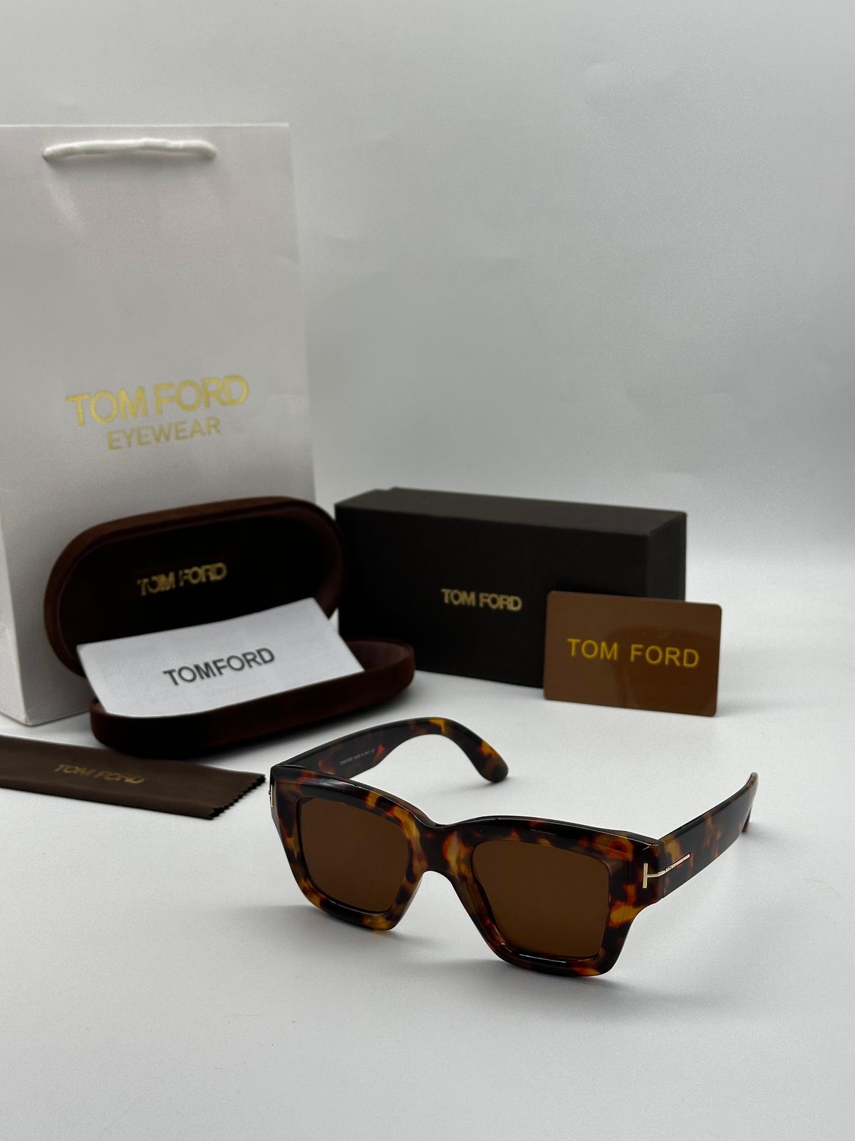 Tom Ford Thick Square Sunglasses - Signature T Logo Acetate - 4 Colors