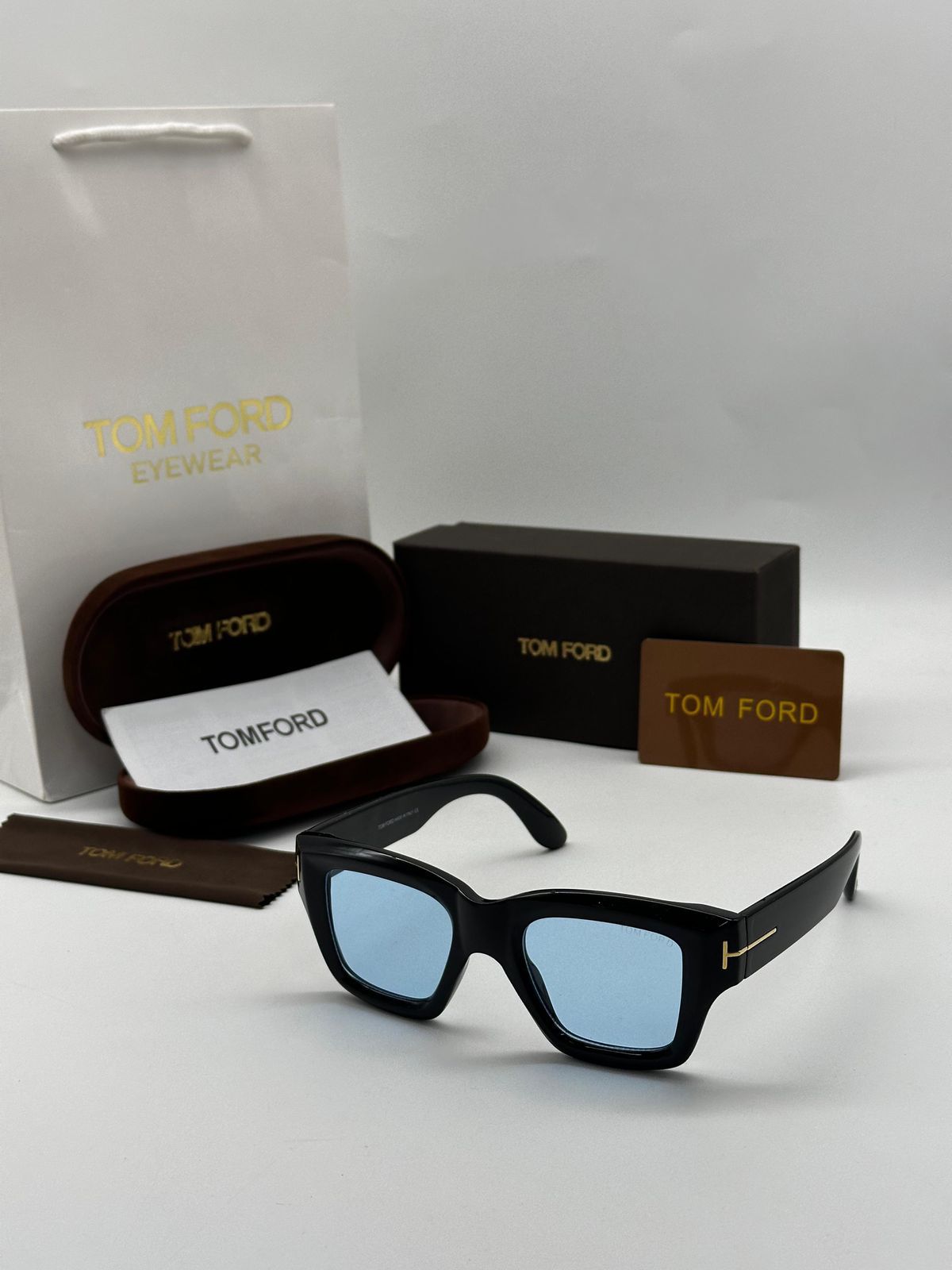 Tom Ford Thick Square Sunglasses - Signature T Logo Acetate - 4 Colors