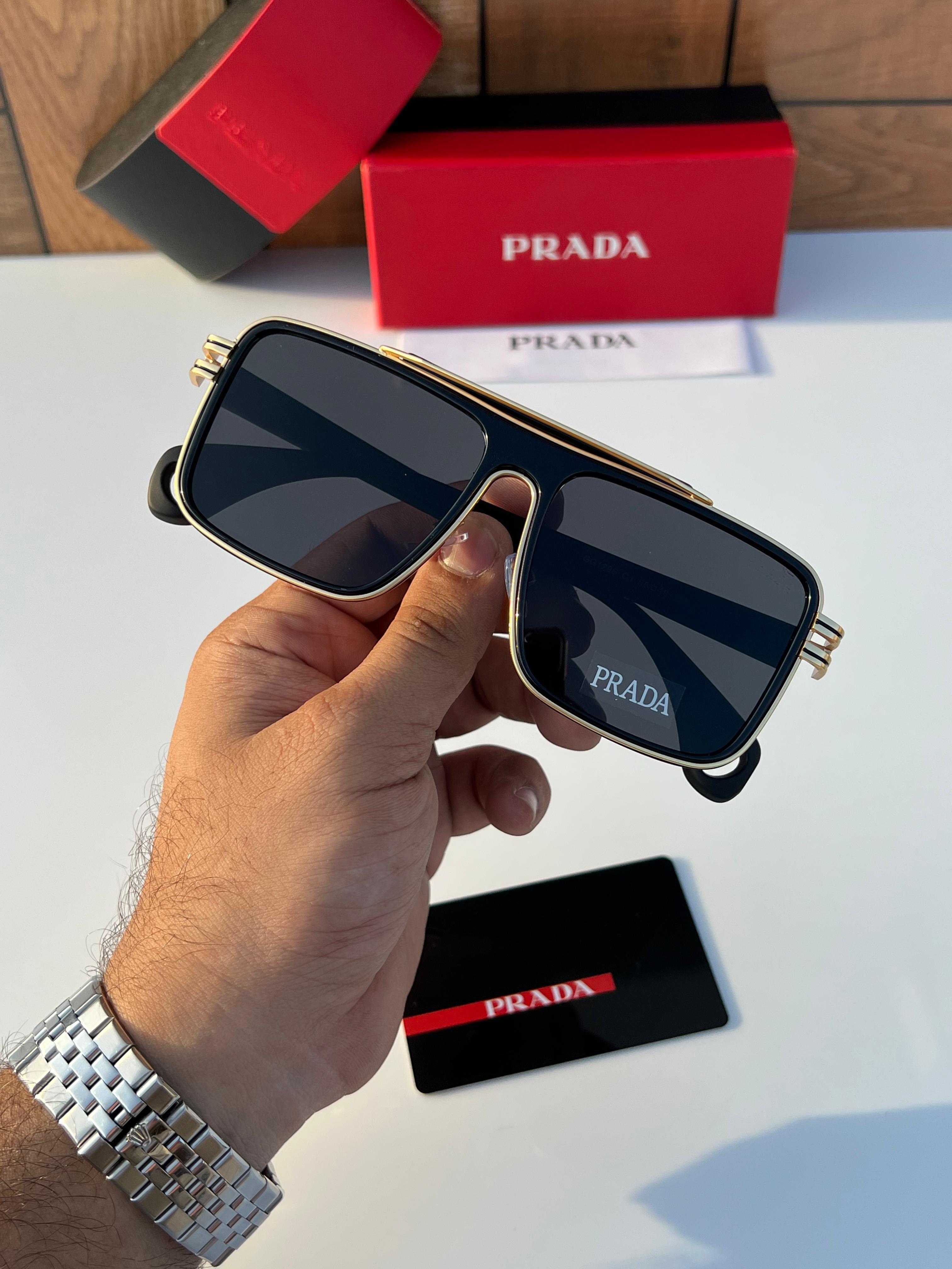 Prada Navigator Sunglasses - Metal Double Bridge - Gold & Gunmetal Editions