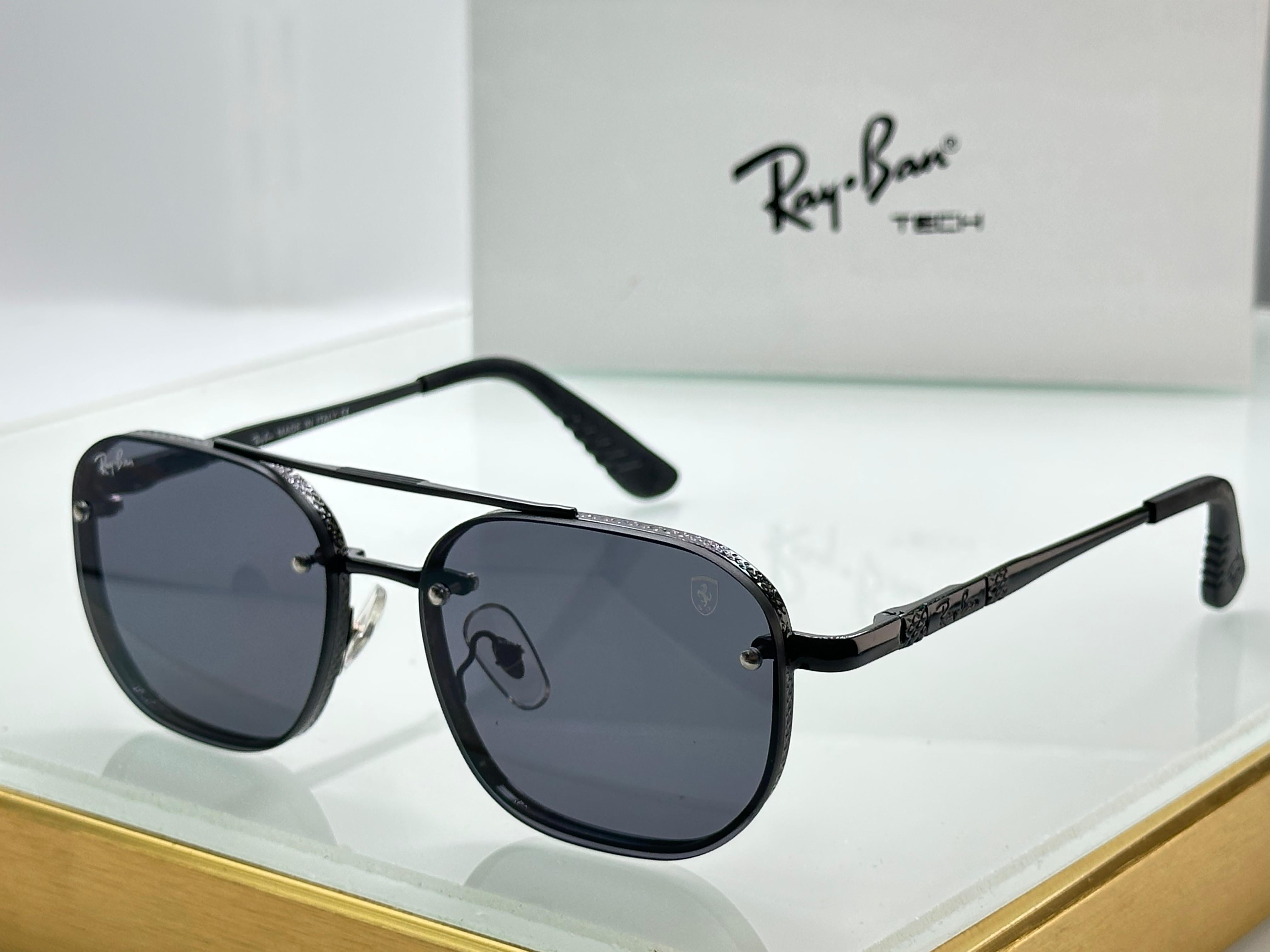 Ray-Ban x Ferrari Tech Aviator Sunglasses - Engraved Metal Frame - 6 Colors