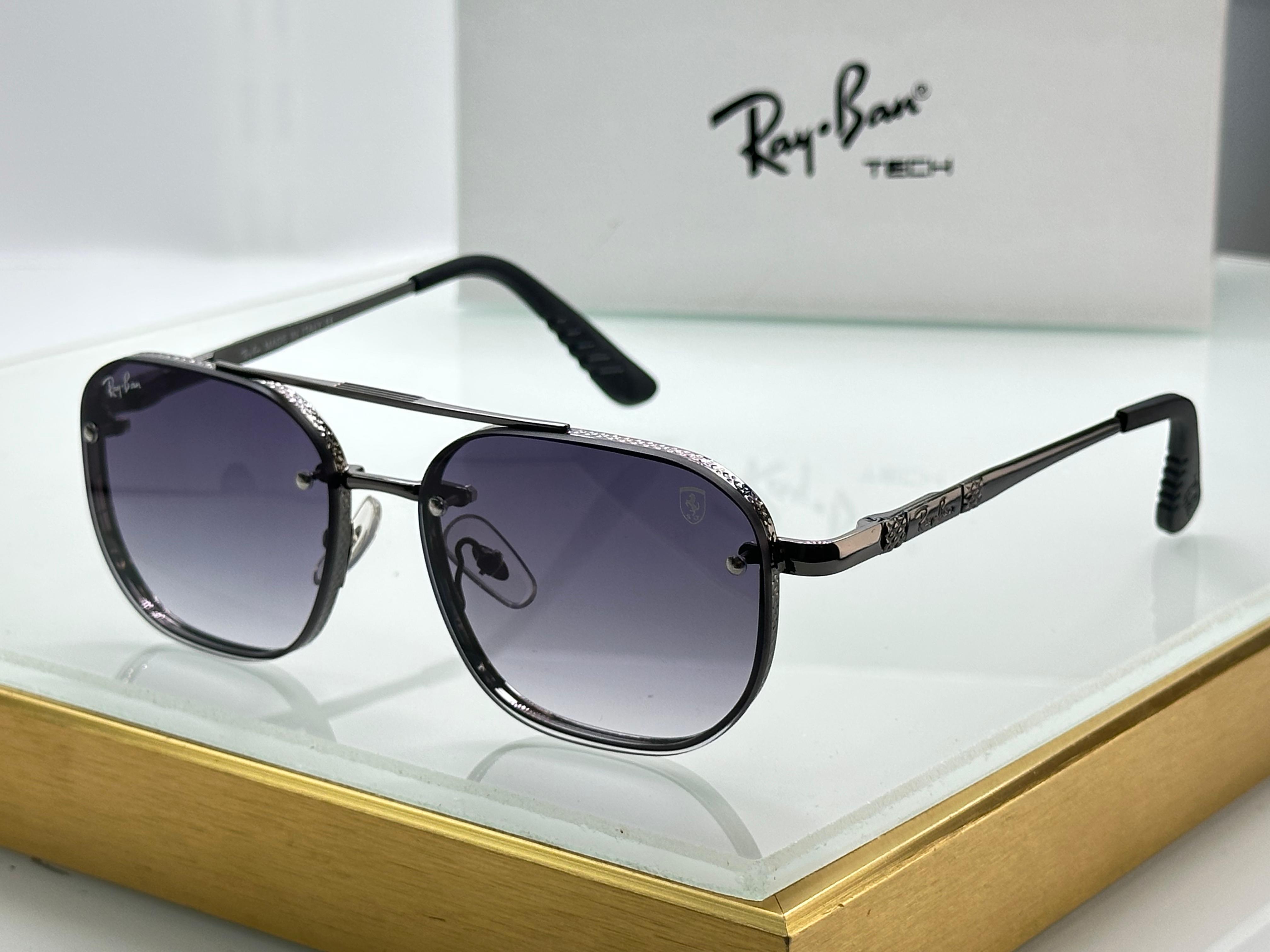 Ray-Ban x Ferrari Tech Aviator Sunglasses - Engraved Metal Frame - 6 Colors