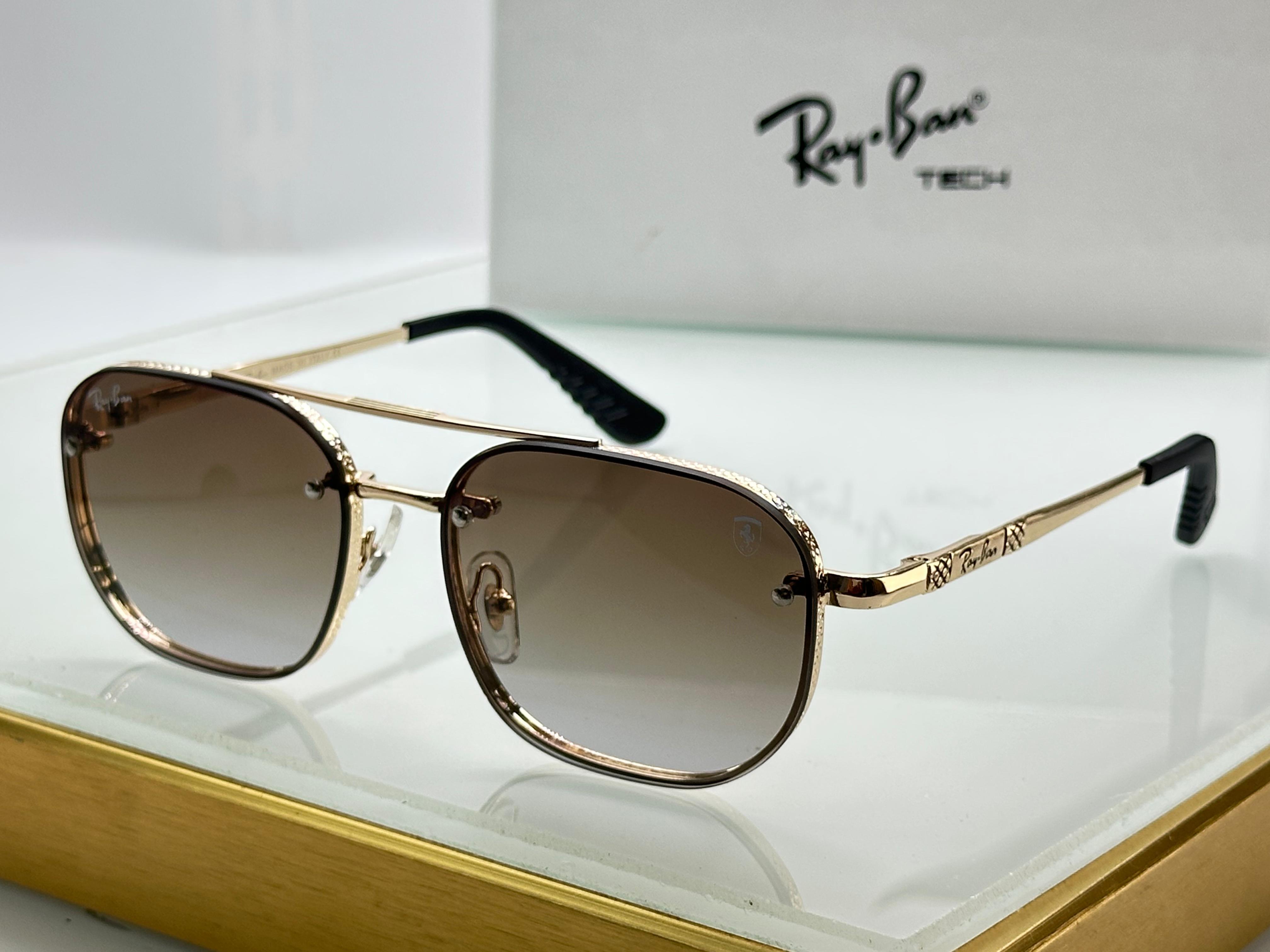 Ray-Ban x Ferrari Tech Aviator Sunglasses - Engraved Metal Frame - 6 Colors