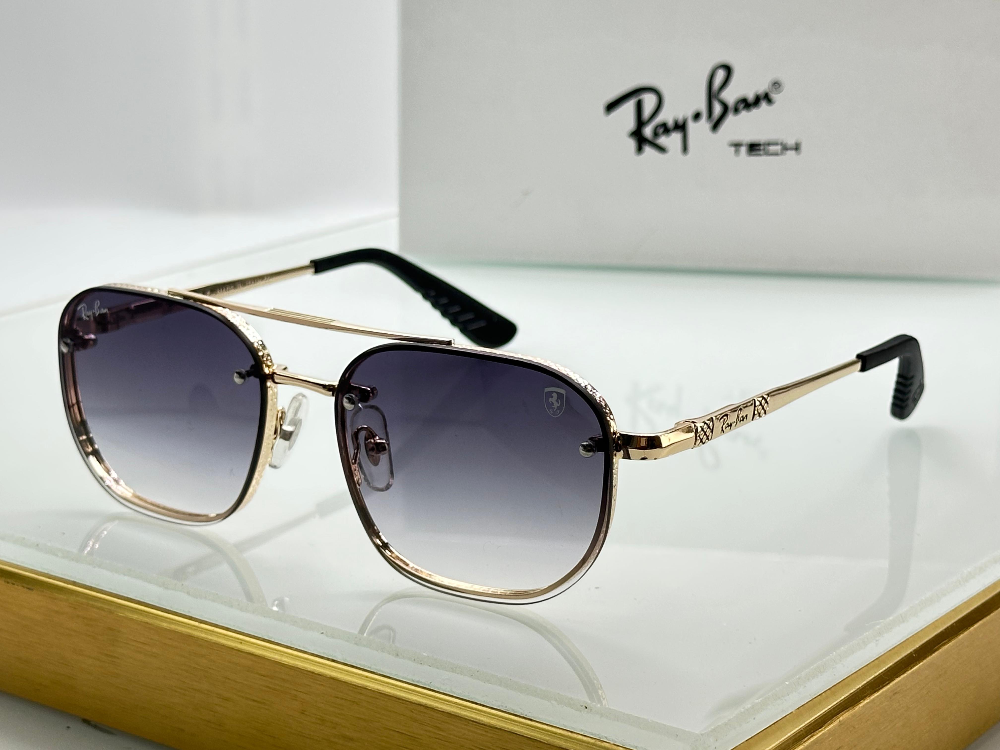 Ray-Ban x Ferrari Tech Aviator Sunglasses - Engraved Metal Frame - 6 Colors