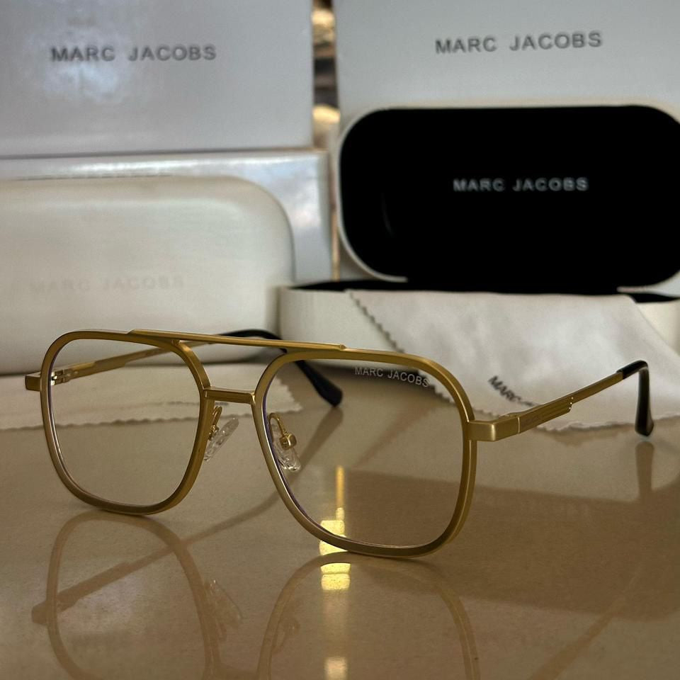 Marc Jacobs Gold Navigator Glasses | Geometric Double-Bridge Optical Frames