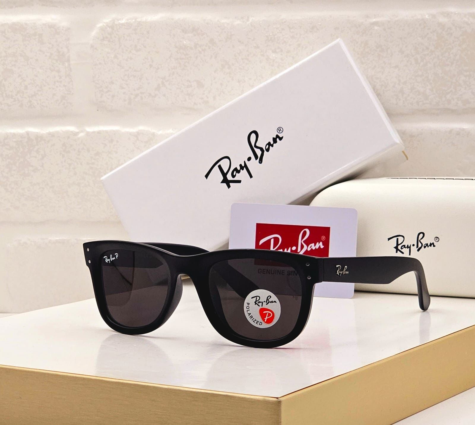 Ray-Ban Wayfarer Polarized Sunglasses - Matte Black Anti-Glare Frame