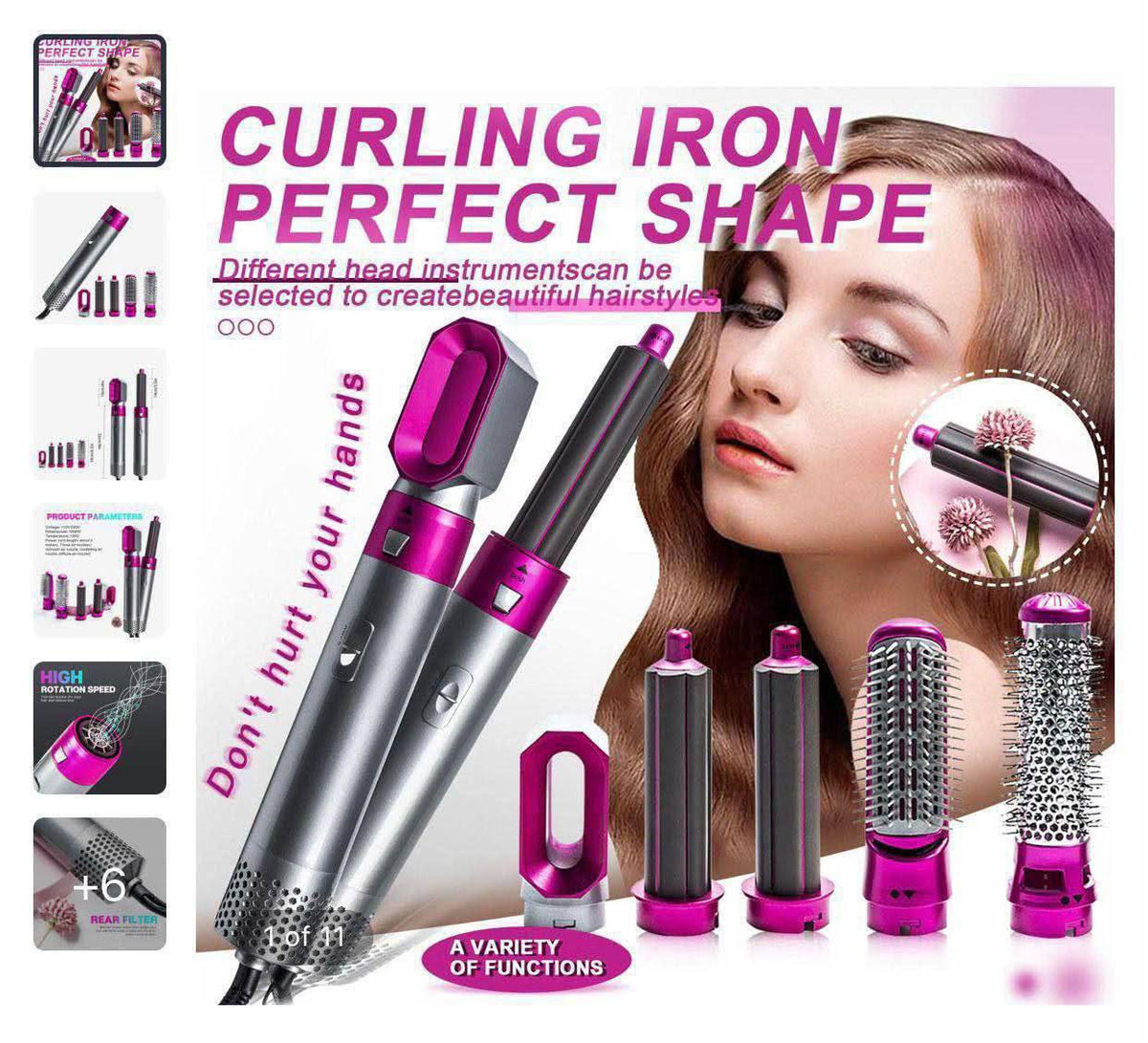 Hair Brush Dryer and Volumizer Hot Air Brush, 5-in-1 Ionic Blow Dryer Brush & Styler for Straightening, Curling, and Detangling